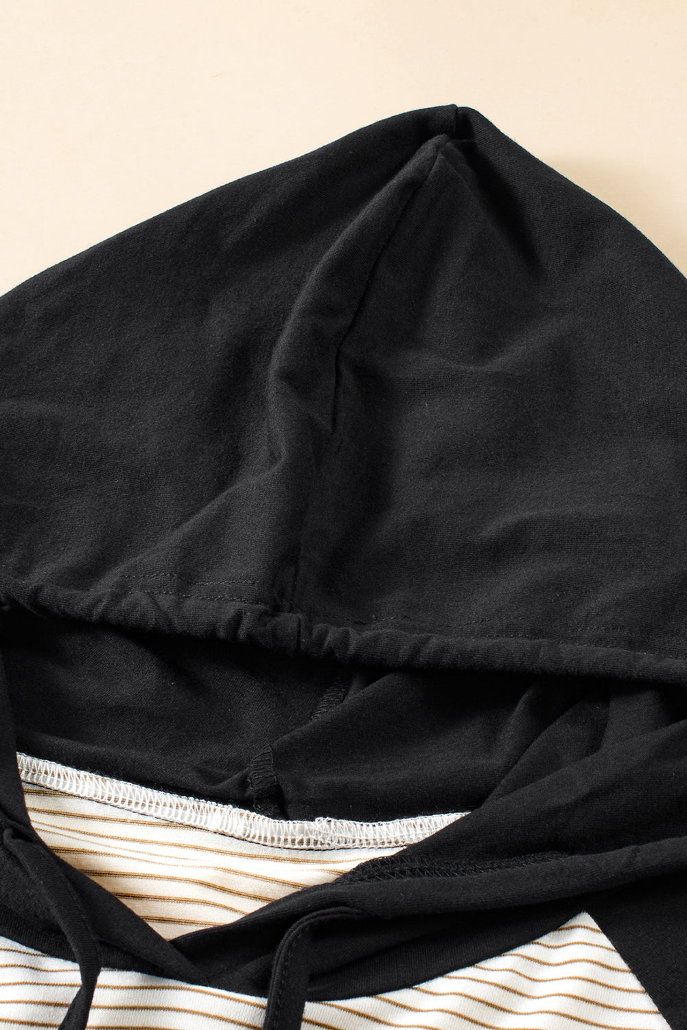 Black Striped Raglan Sleeve Pocket Plus Size Hoodie