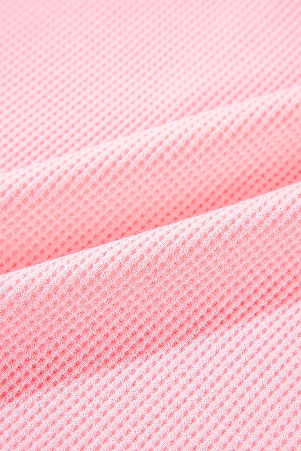 Pink Plus Size Waffle Knit Exposed Seam Tee and Shorts Set