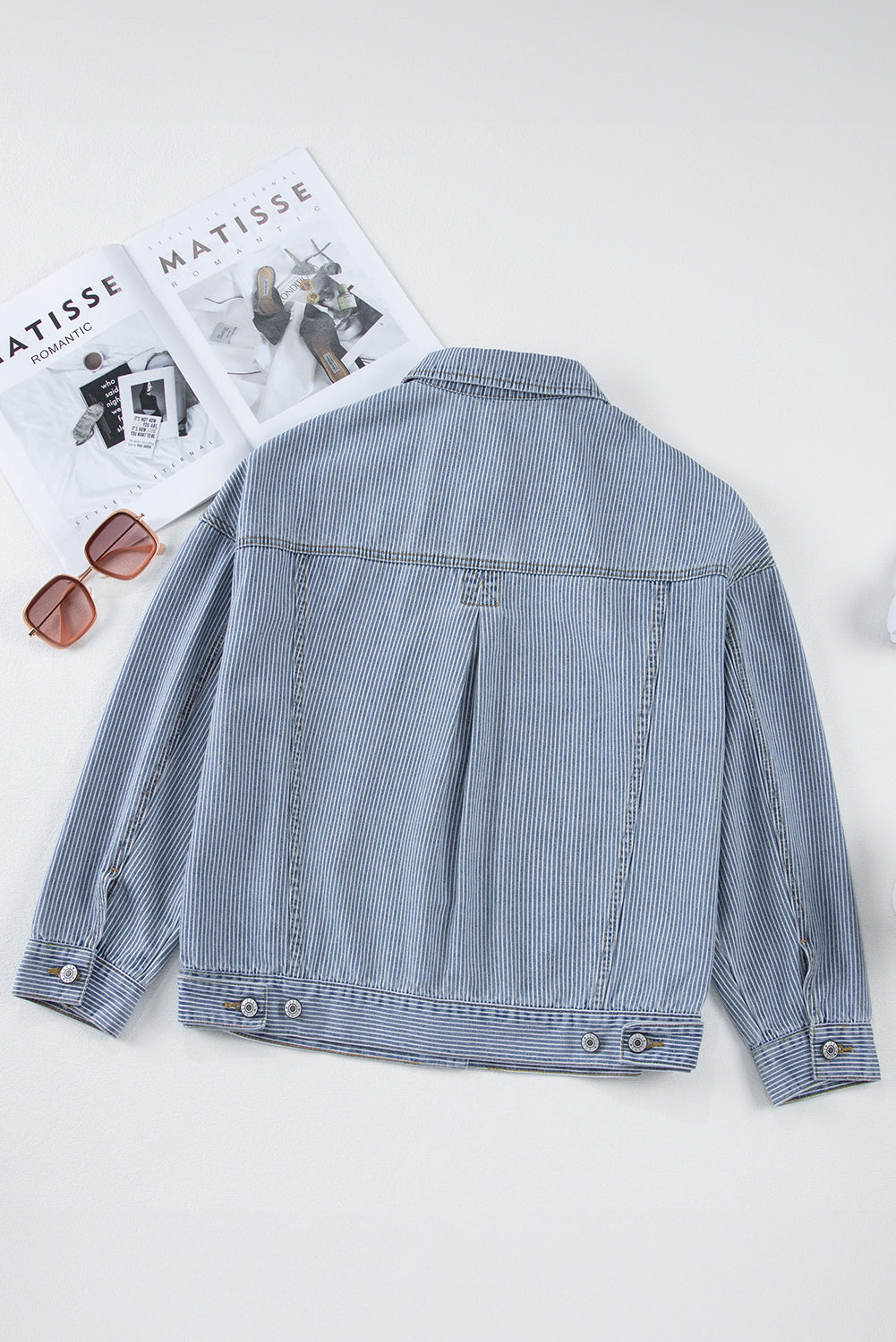 Light Blue Washed Oversized Pocketed Denim Jacket