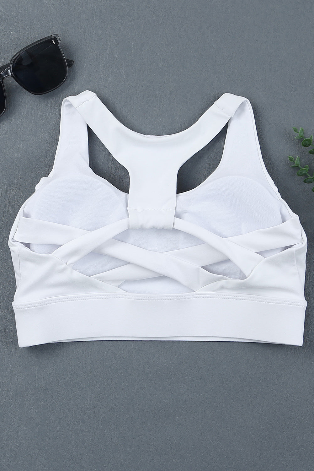 White Athletic Push Up Cut Out Wireless Sports Bra