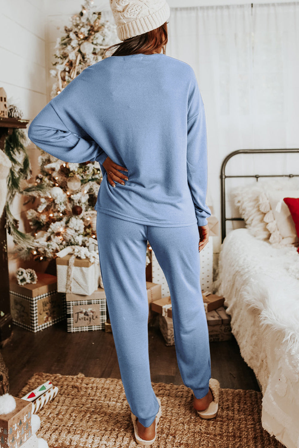 Grey Long Sleeve Pullover & Jogger Pants Loungewear Set