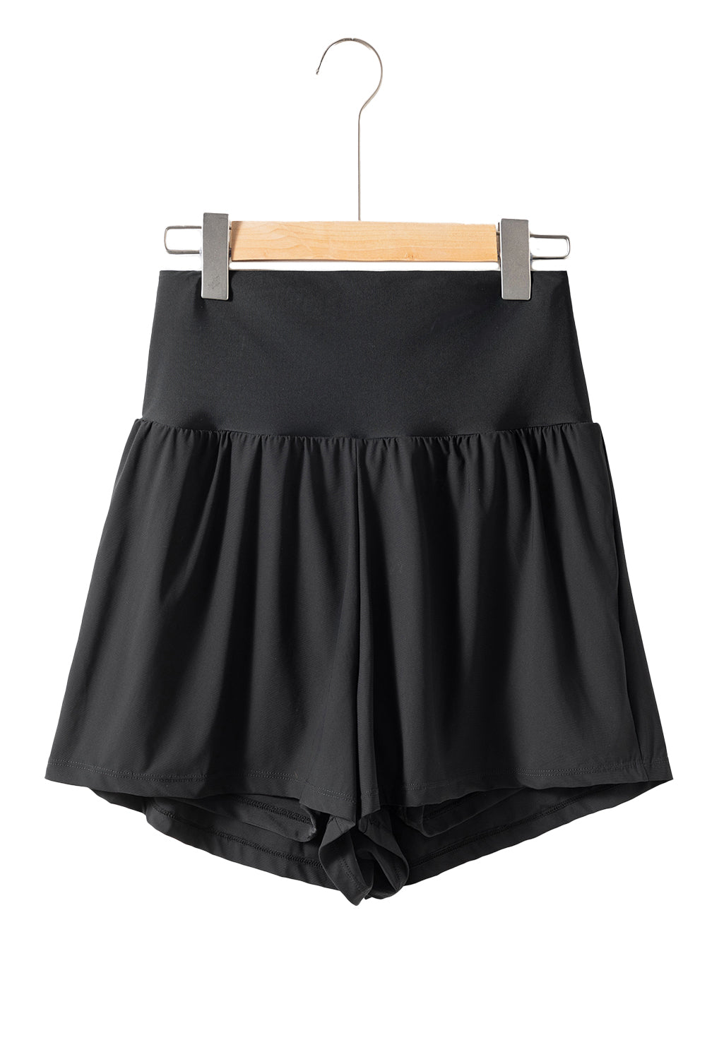 Black Pocketed High Waisted Swim Shorts