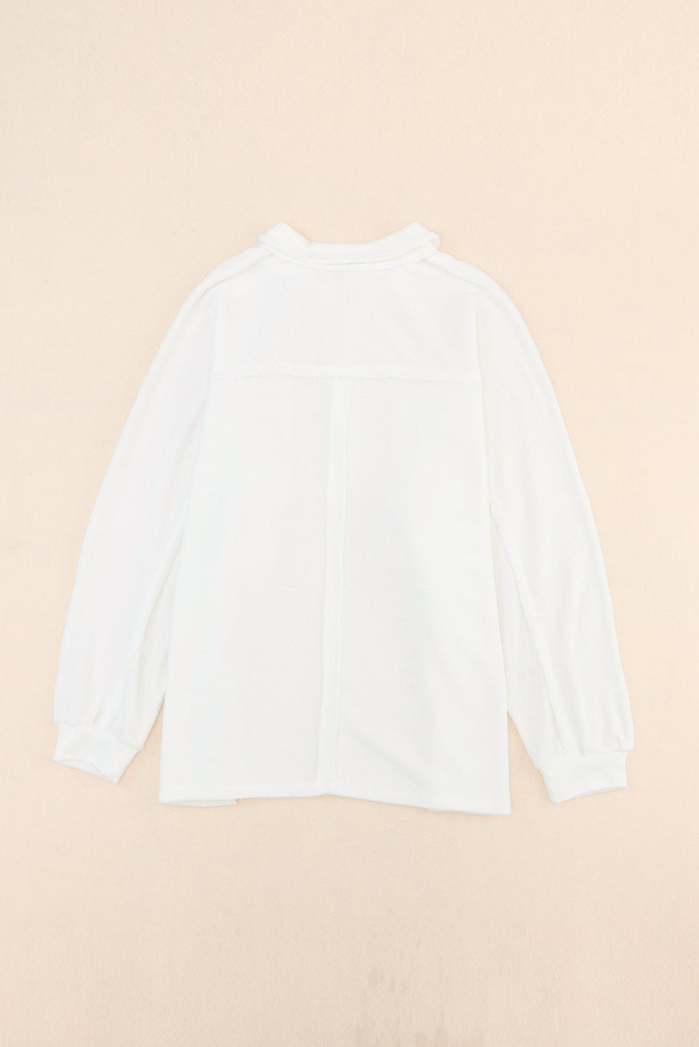 White Plus Size Long Sleeve Flap Pocket Henley Top