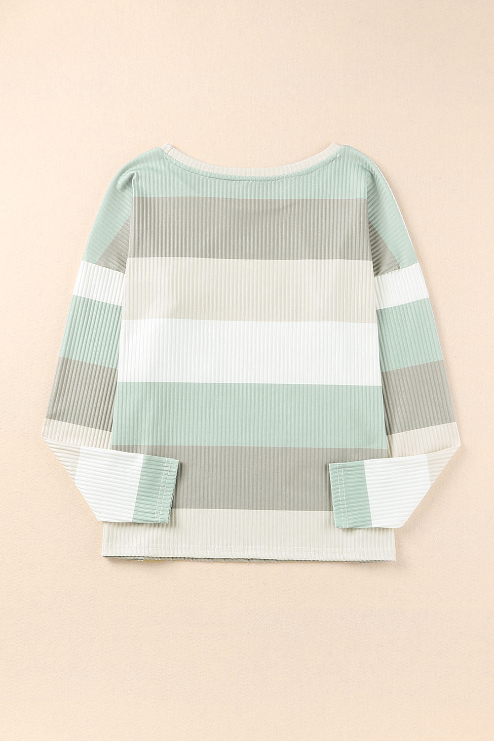 Green Color Block Casual Pocket Long Sleeve Top