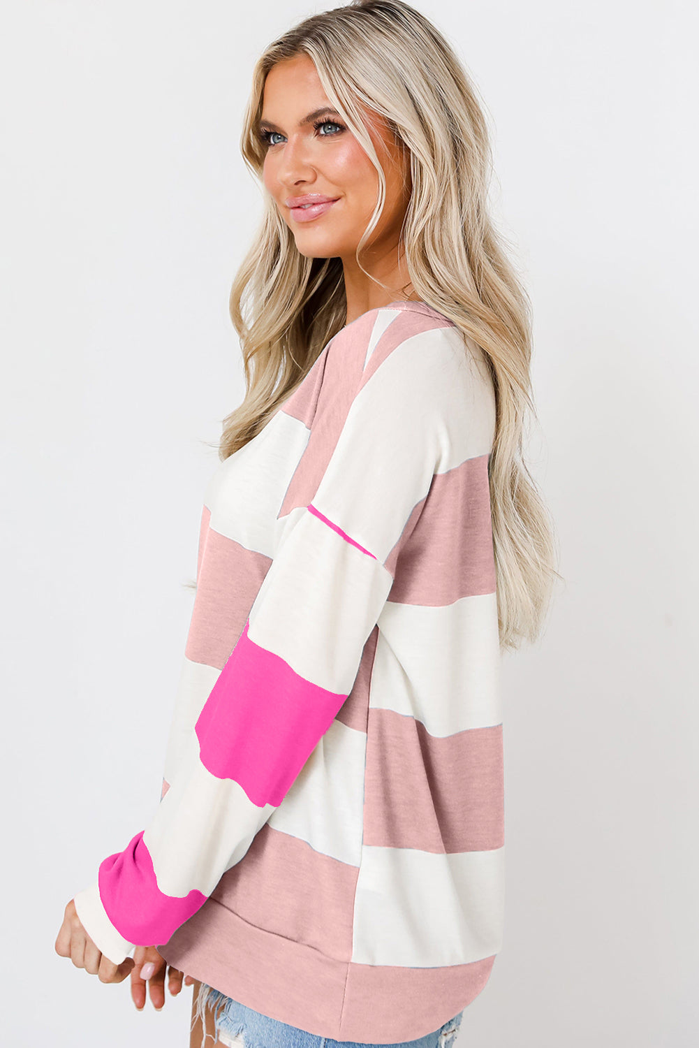 Light Blue Colorblock Drop Sleeve Top