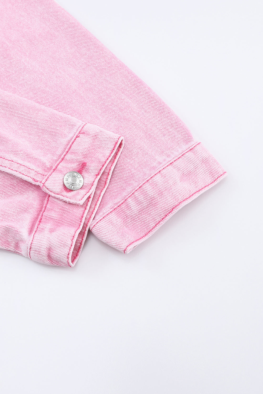 Wholesale Pink Light Wash Flap Pockets Button Up Denim Jacket