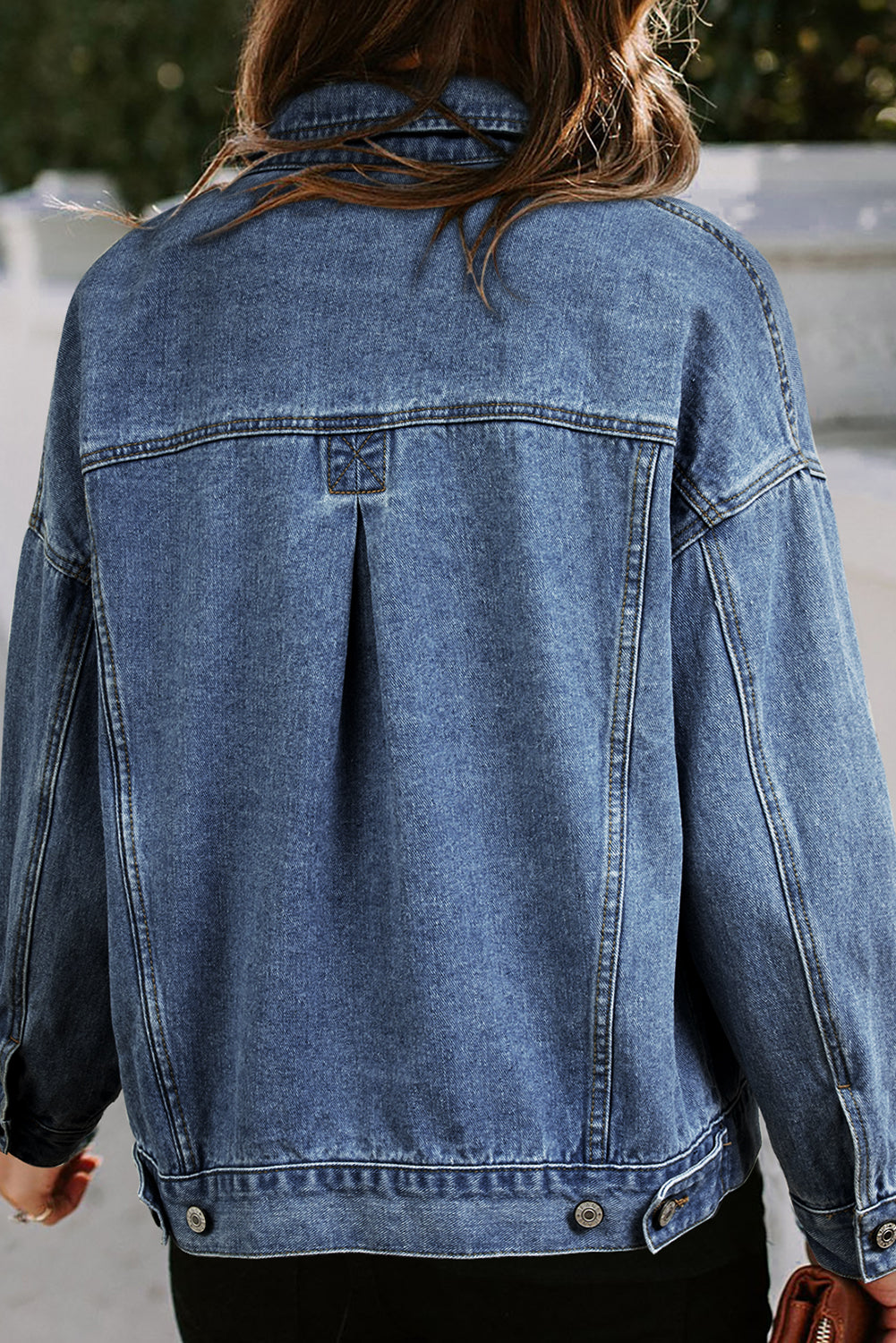 Light Blue Washed Oversized Pocketed Denim Jacket