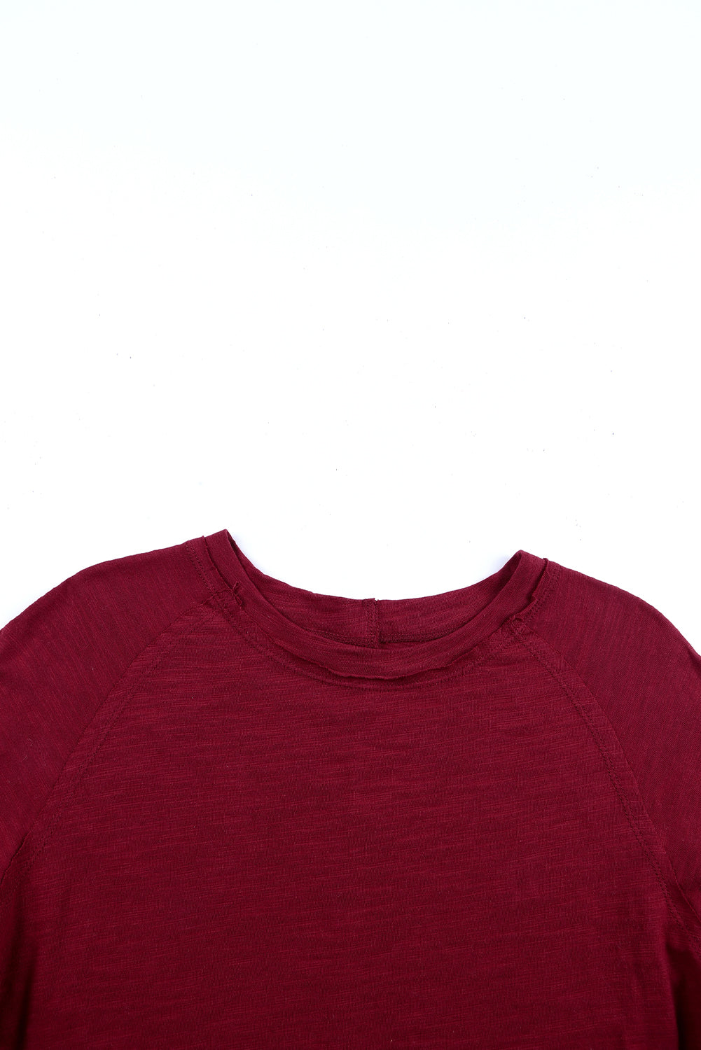 Dark Red Plain Thumbhole Long Sleeve Top