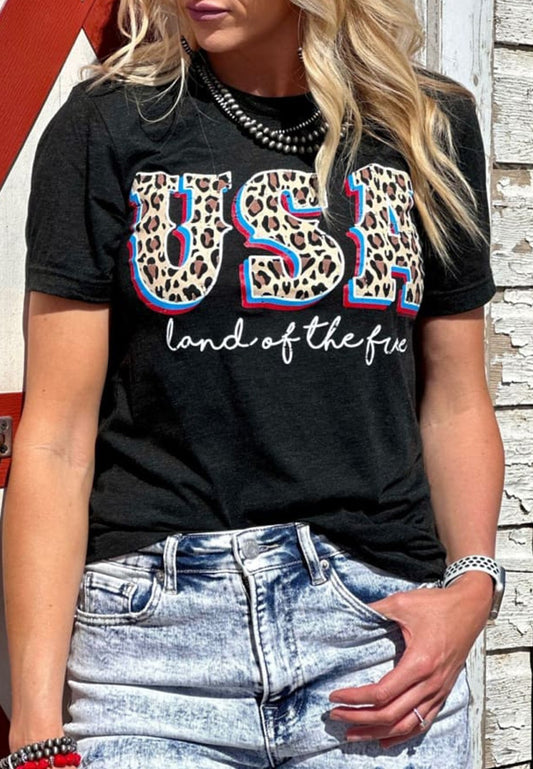 Black Leopard USA Graphic Tee **** In Stock ****