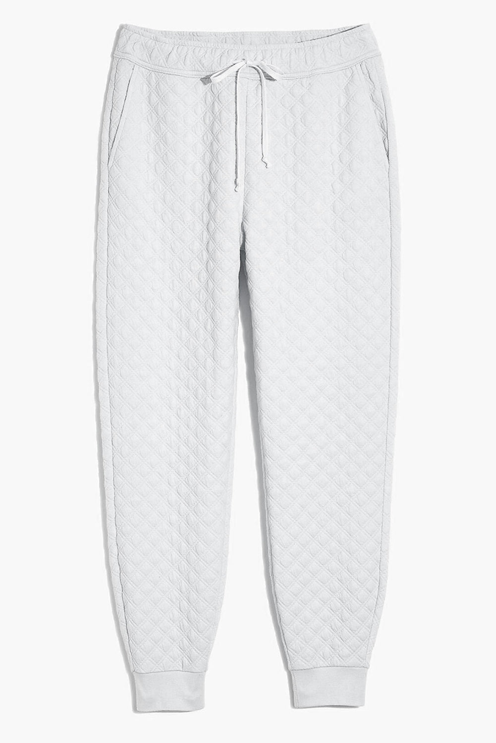 White Quilted Hoodie and Drawstring Jogger Pants Set