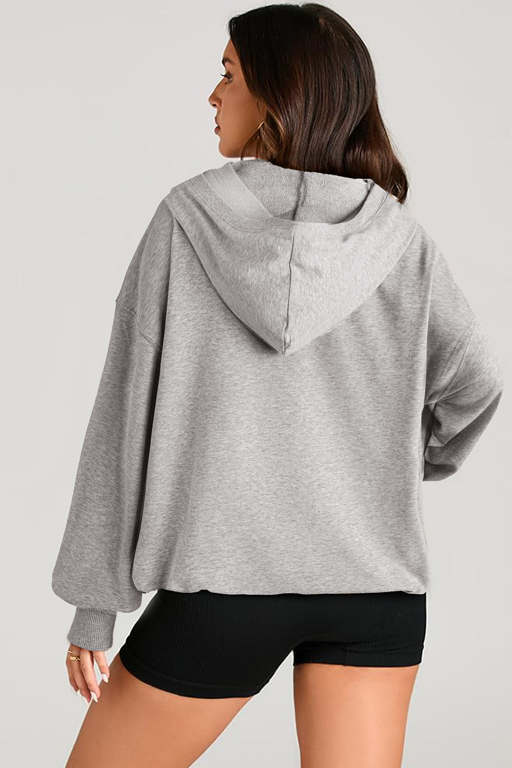 Bonbon Kangaroo Pocket Half Zipper Oversized Hoodie