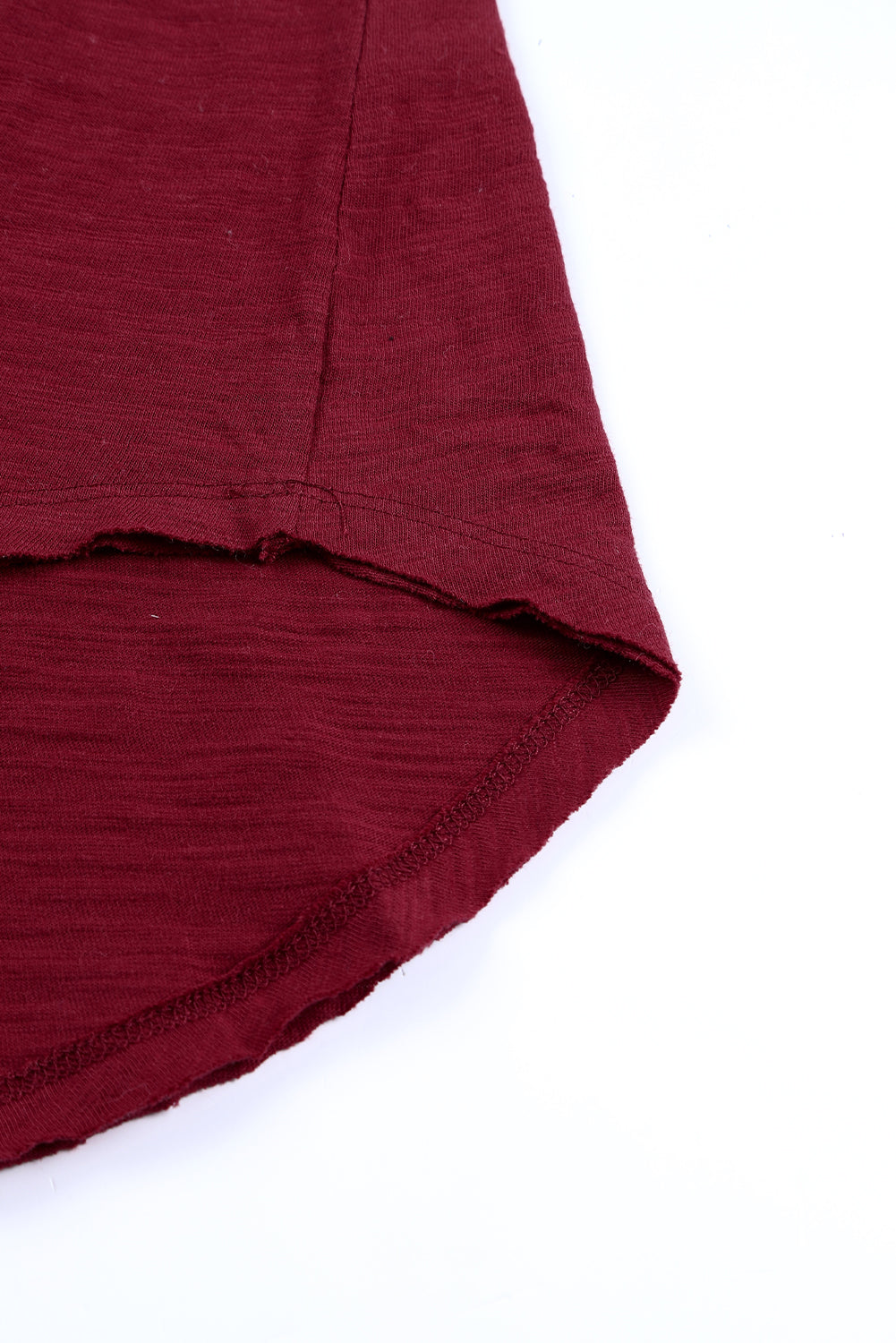 Dark Red Plain Thumbhole Long Sleeve Top