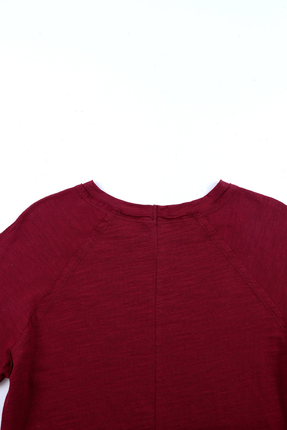 Dark Red Plain Thumbhole Long Sleeve Top