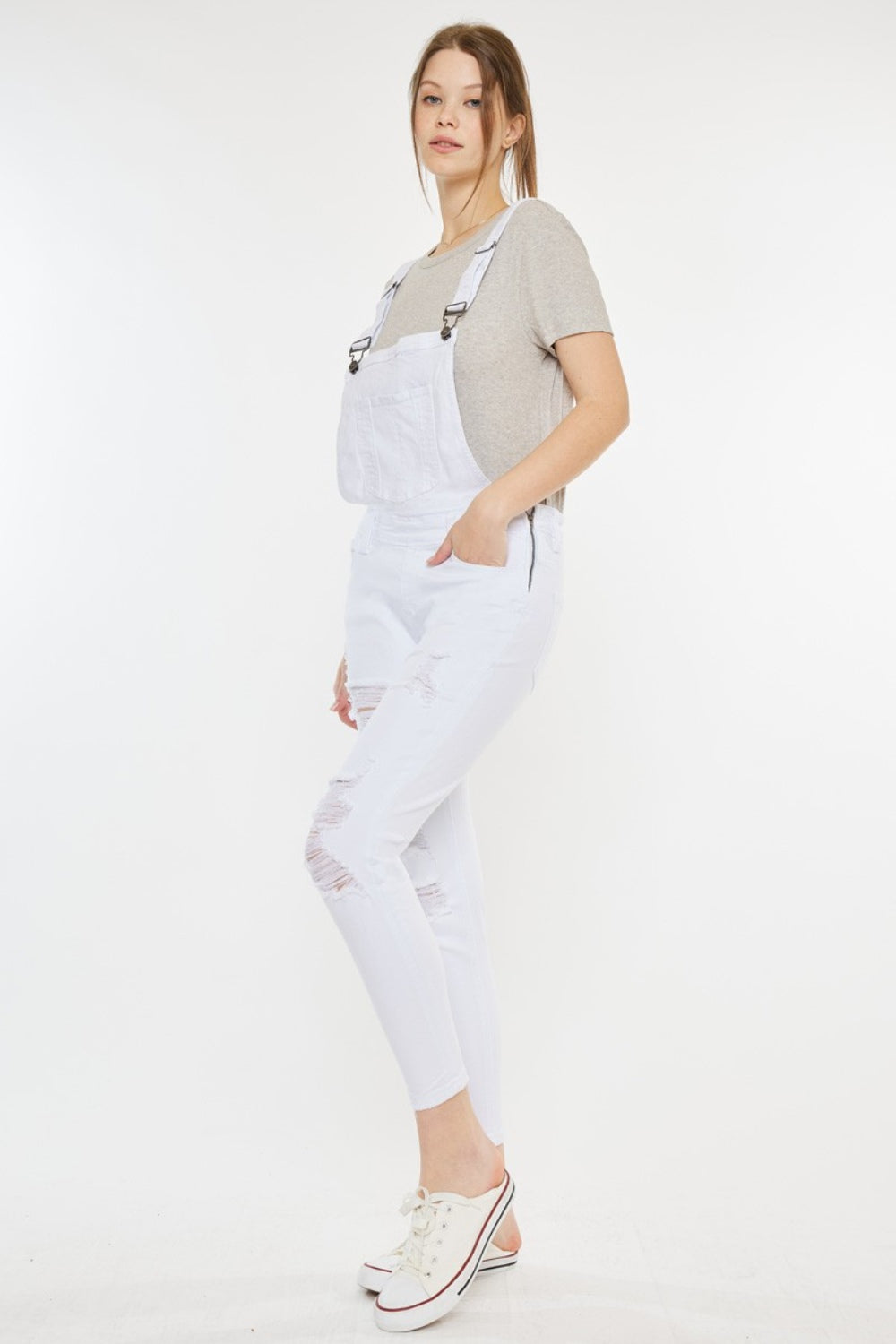 Kancan Distressed Skinny Denim Overalls