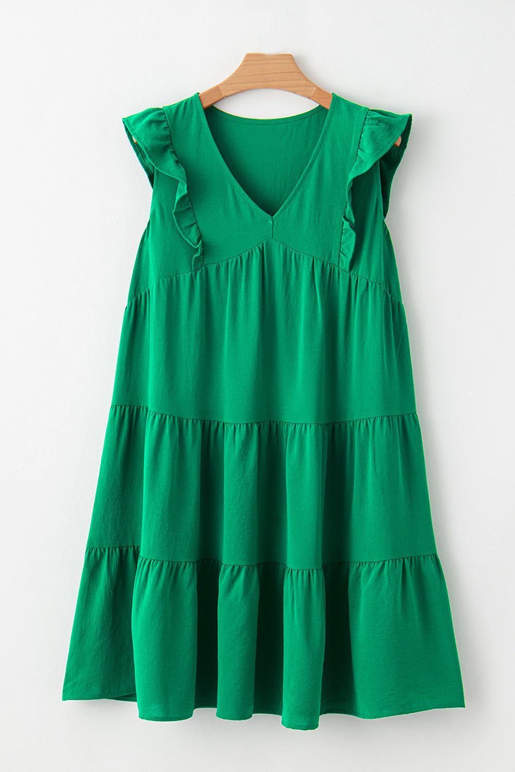 Bright Green V-Neck Ruffle Tiered Mini Dress *** Pre Order*** Not Available till 6/20/24