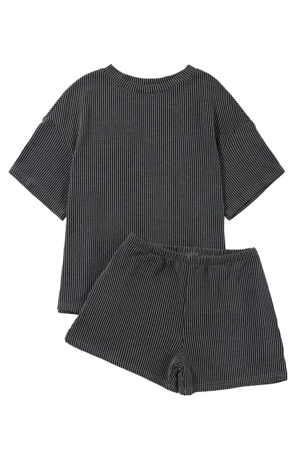 Iceland Blue Ribbed Textured Loose Fit Tee & Shorts Set  *** Expected Ship Date: 6/5/24