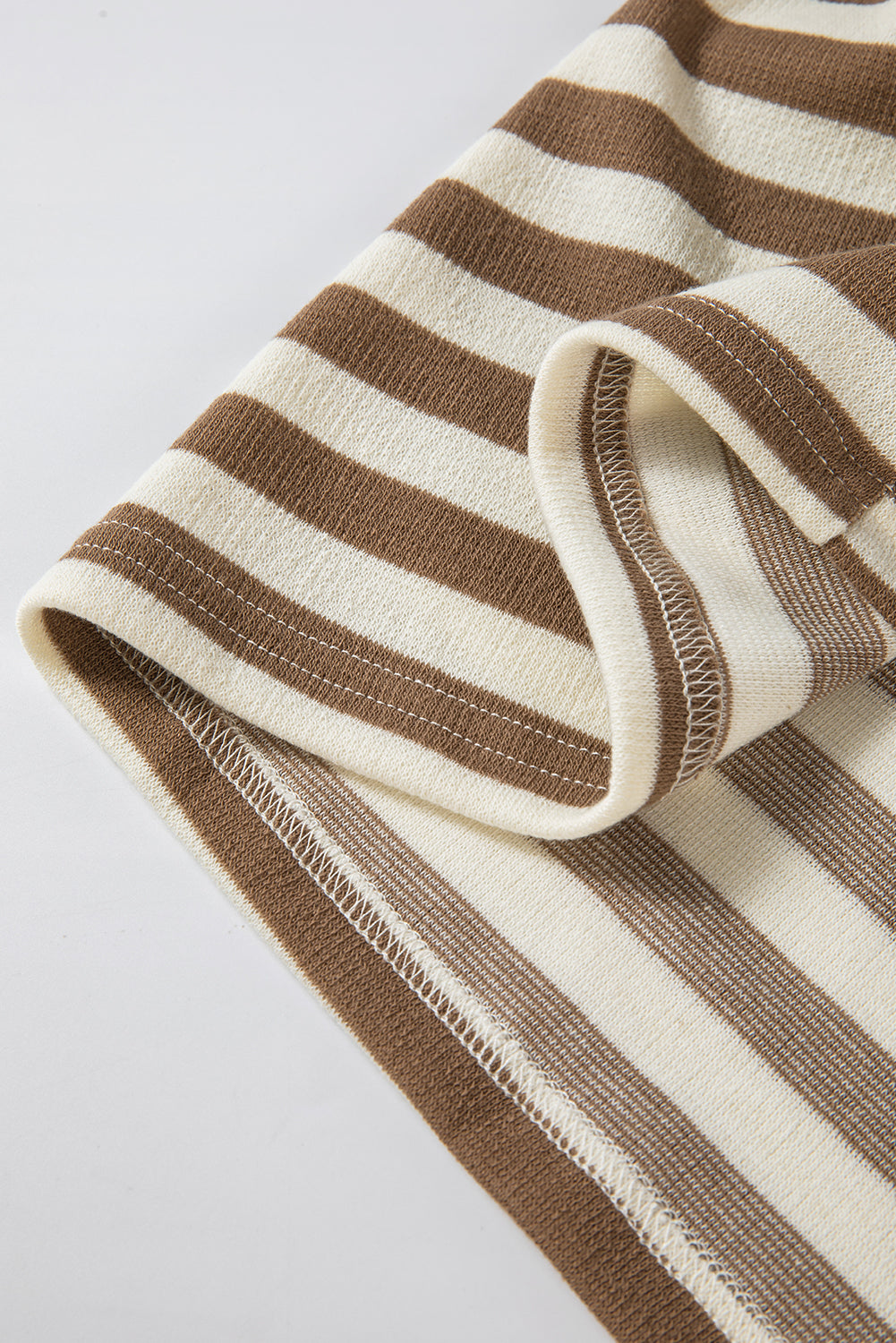 Brown Stripe Drop Sleeve Plus Size Henley Hoodie