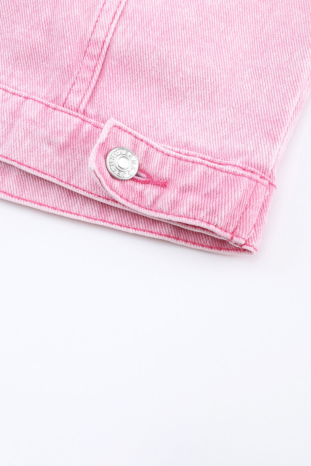 Wholesale Pink Light Wash Flap Pockets Button Up Denim Jacket