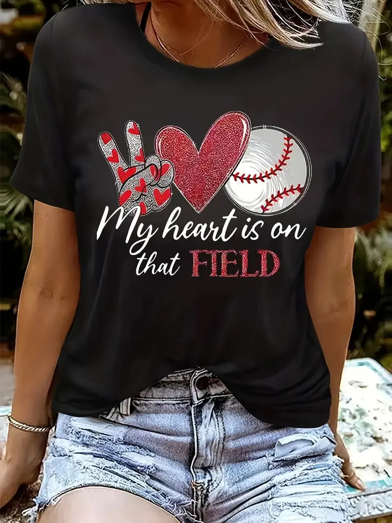 My Heart is on the Field Baseball Graphic Tee