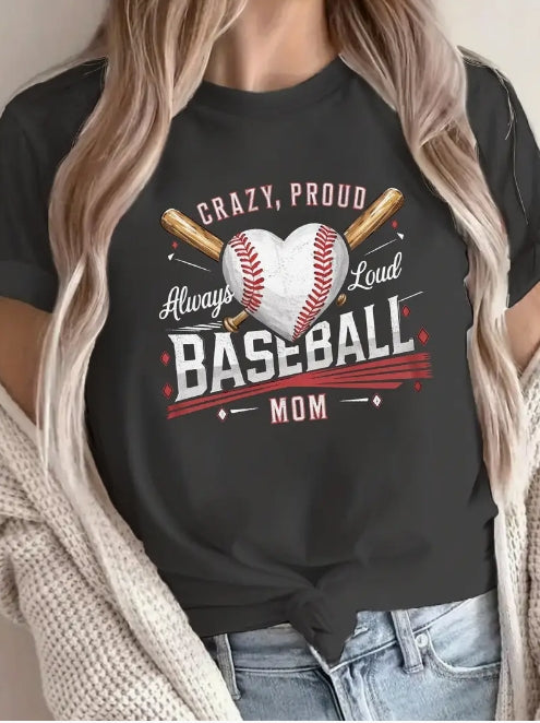 Crazy Proud Baseball Mom Graphic Tee