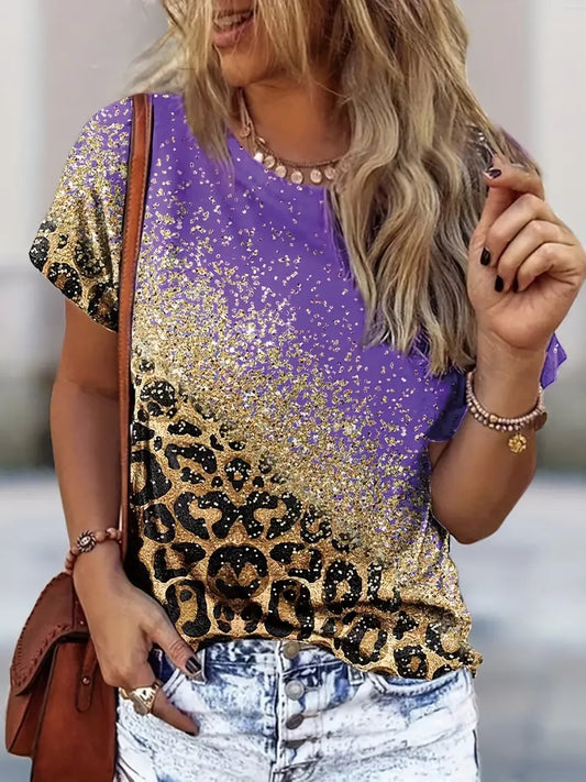 Leopard Print Crew Neck Tiger Top