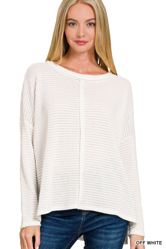 Zenana  Off White Dolman Sleeve Jacquard Top