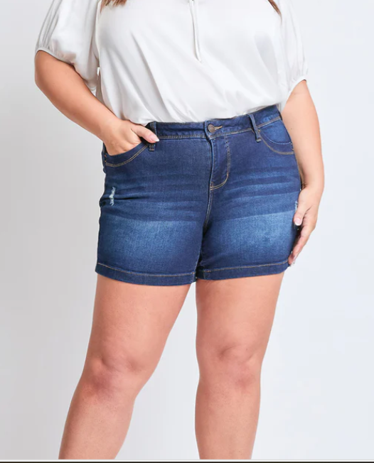 Missy Plus Size "Wannabettabutt" Control Top Indigo Shorts