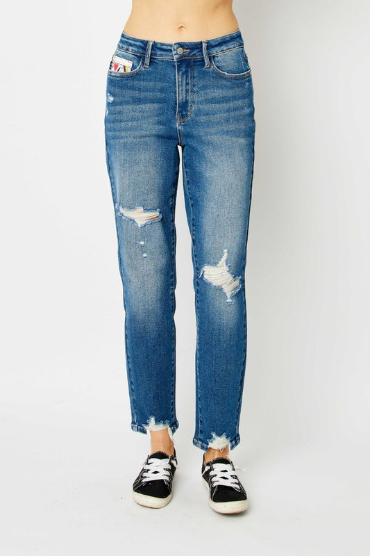 Judy Blue Full Size Distressed Boyfriend Fit Jeans