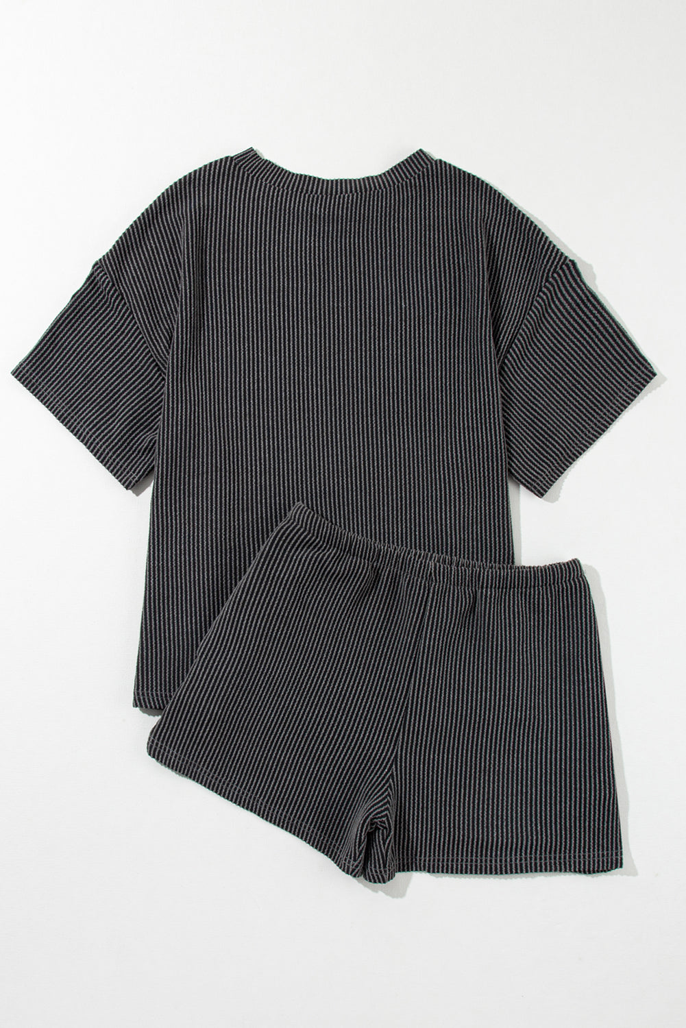 Iceland Blue Ribbed Textured Loose Fit Tee & Shorts Set  *** Expected Ship Date: 6/5/24