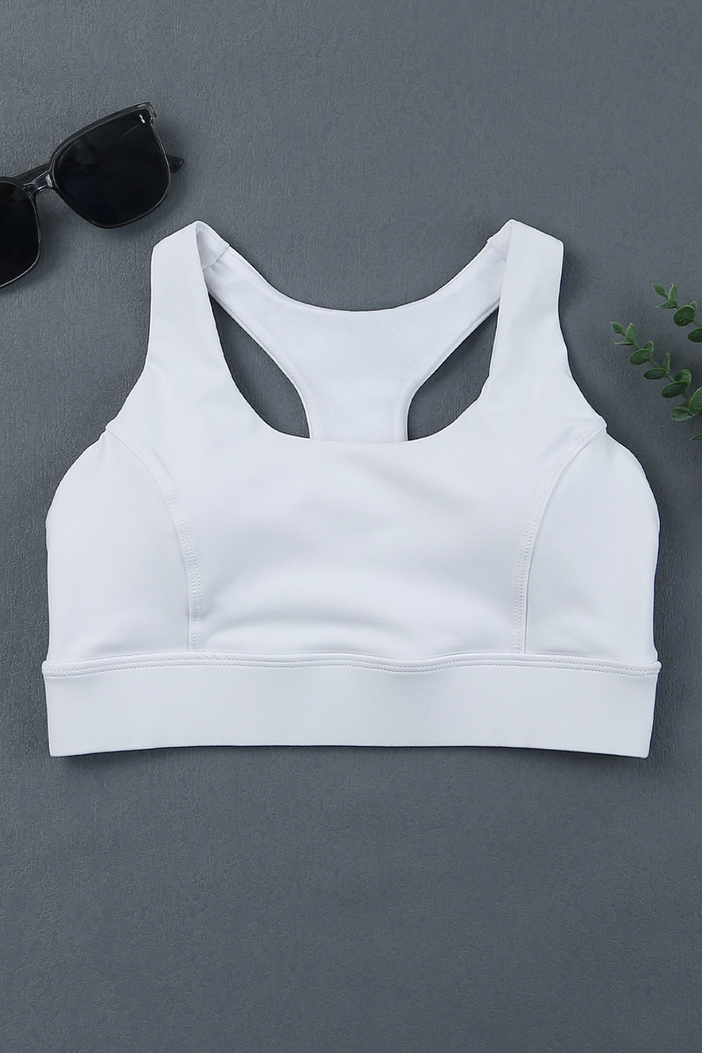 White Athletic Push Up Cut Out Wireless Sports Bra