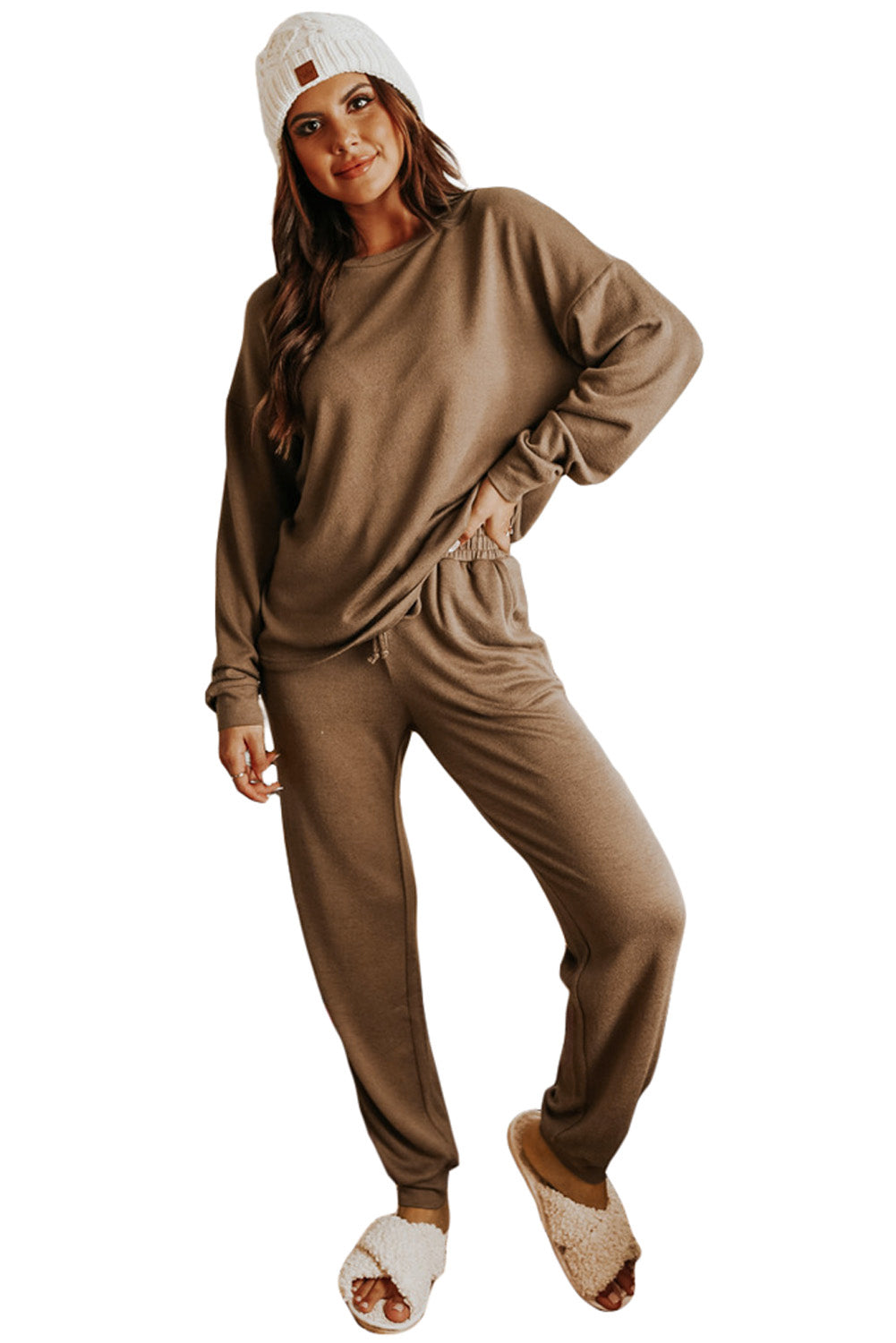 Grey Long Sleeve Pullover & Jogger Pants Loungewear Set