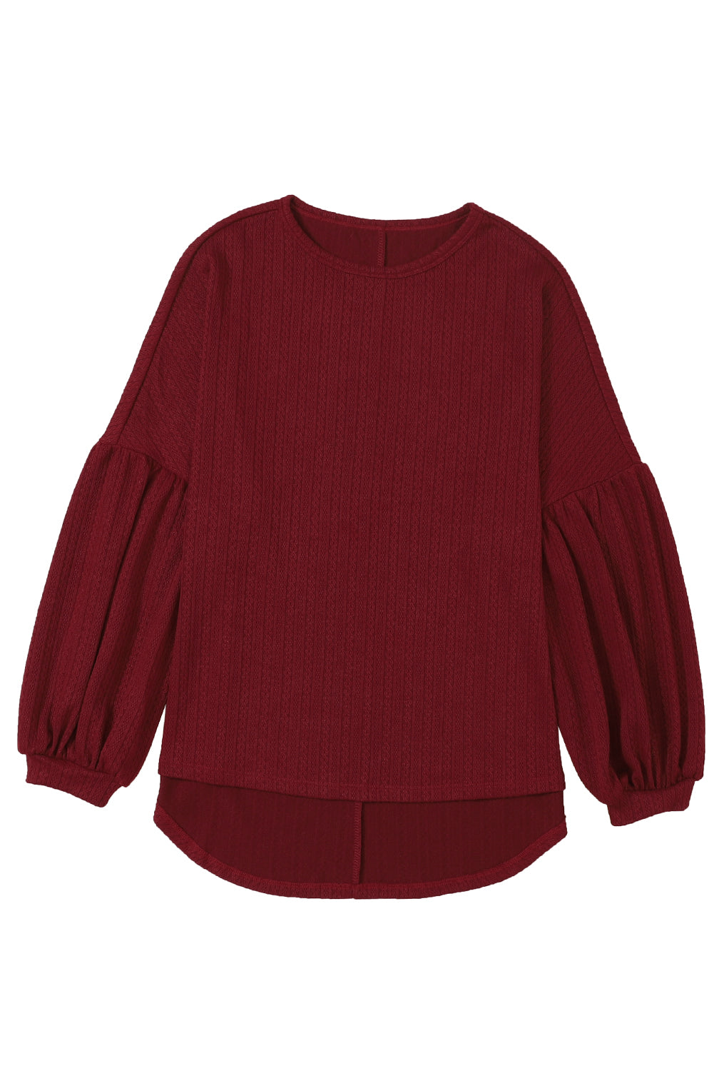 Ruby Solid Color Textured Lantern Sleeve Top