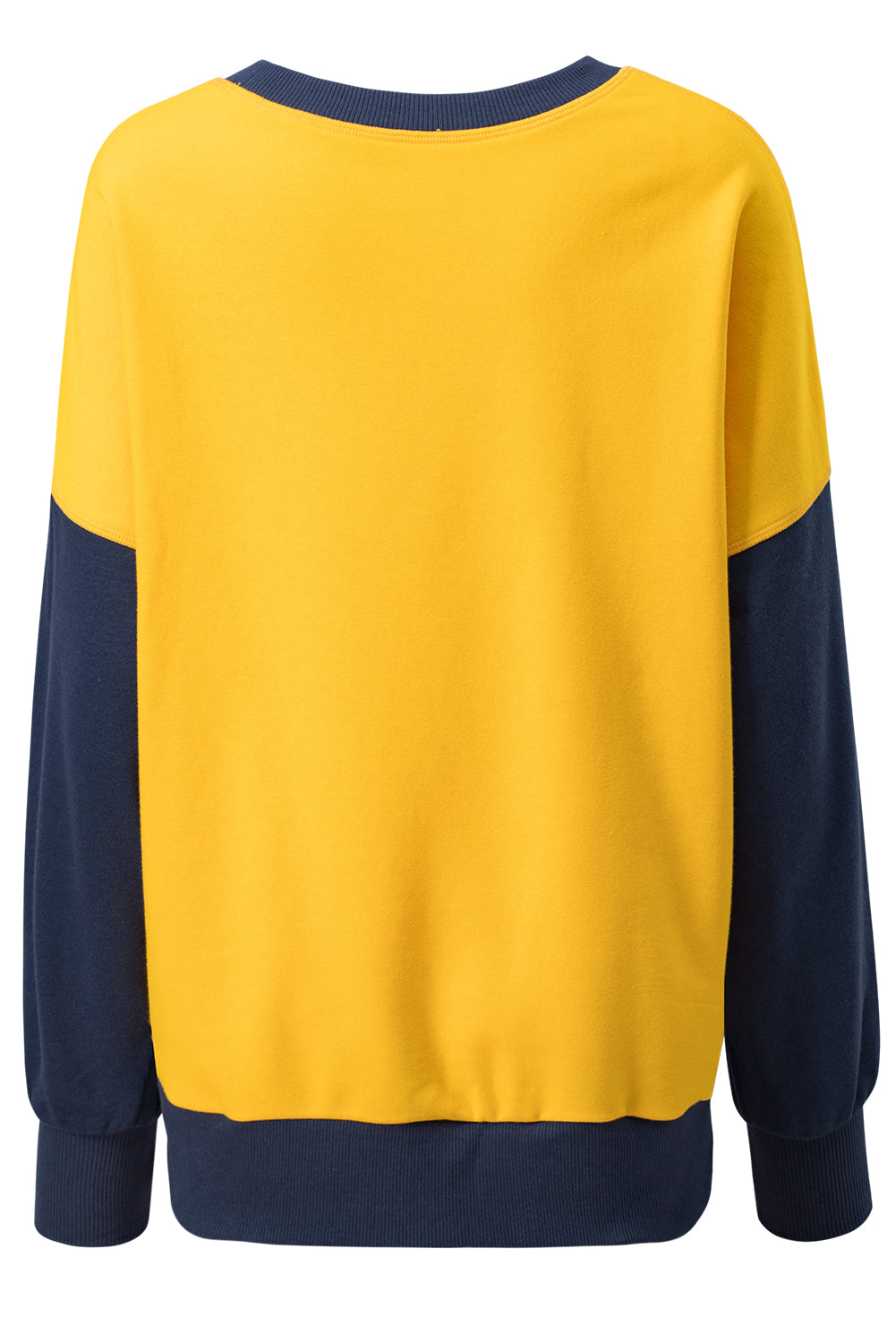 Yellow Color Block Thumbhole Sleeve Drop Shoulder Sweatshirt