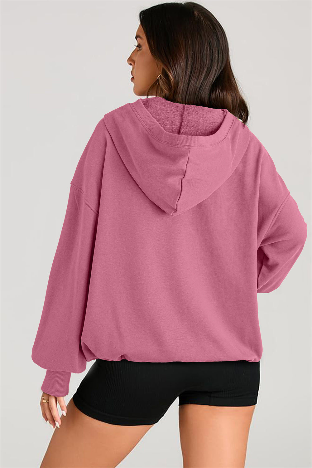 Bonbon Kangaroo Pocket Half Zipper Oversized Hoodie