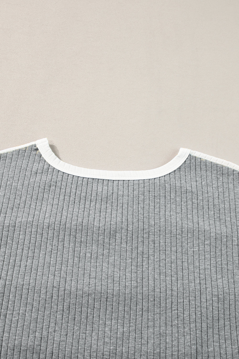 White Ribbed Color Block Patchwork T shirt